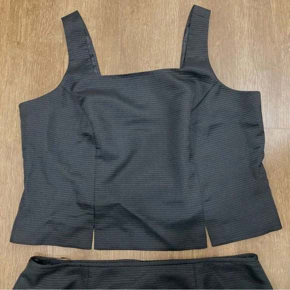 22W Elegant Black Waffle Texture Two-Piece Skirt Set Liz Claiborne Lined Fitted - Picture 6 of 14